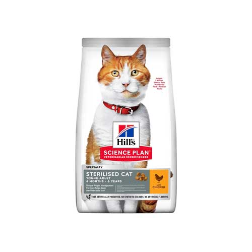 456879478 غذا خشک گربه بالغ عقیم شده برند هیلز با طعم مرغ 1.5کیلوگرم - Image 1