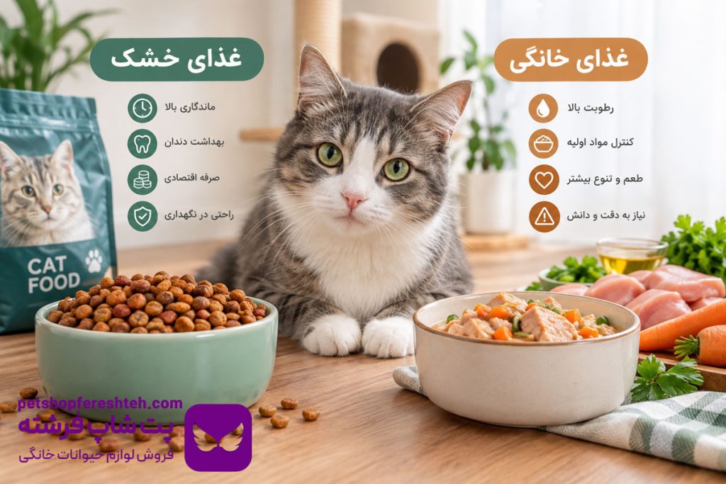 غذای خشک یا غذای خانگی گربه